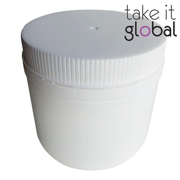 500ml Plastic Jar - Round / White / HDPE with lock cap and insert