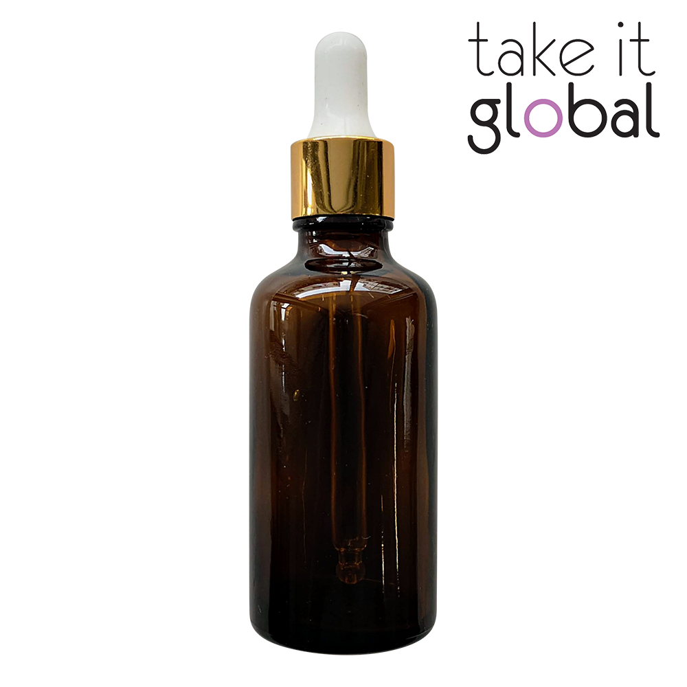 50ml Round Amber Glass Essential Oil Bottle / Rubber Dropper