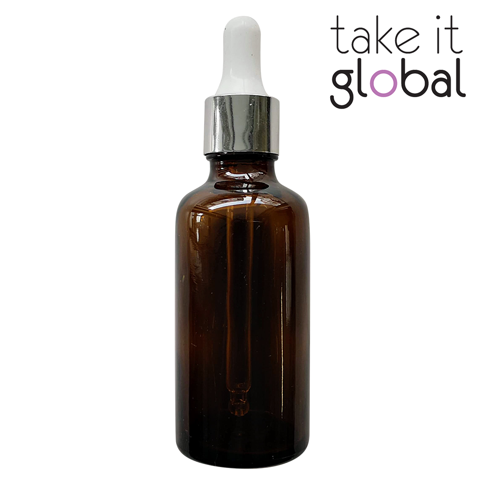 50ml Round Amber Glass Essential Oil Bottle / Rubber Dropper