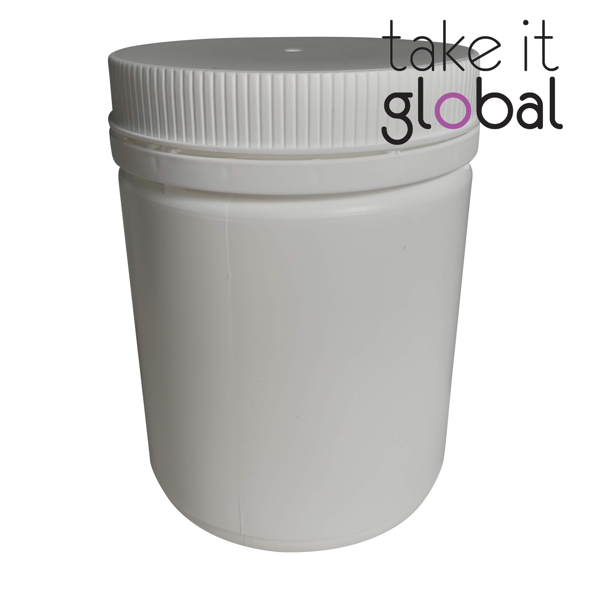 800ml Jar - Round / White / HDPE with lock cap and insert