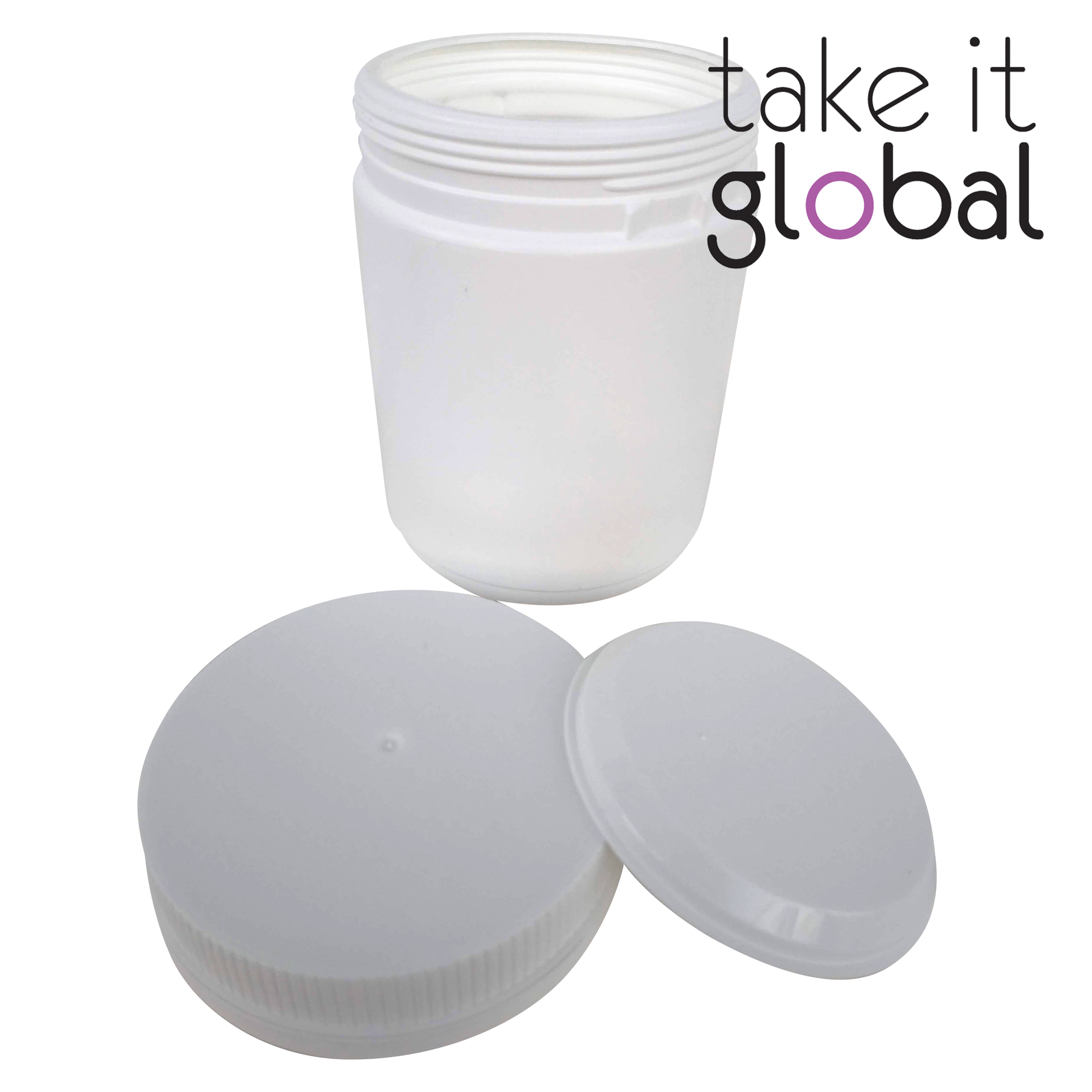800ml Jar - Round / White / HDPE with lock cap and insert