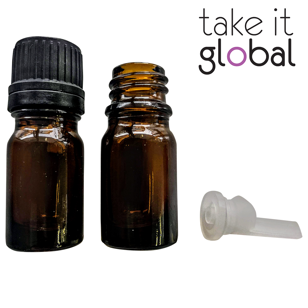 5ml Bottle Amber Glass Essential Oil stopper and screw cap
