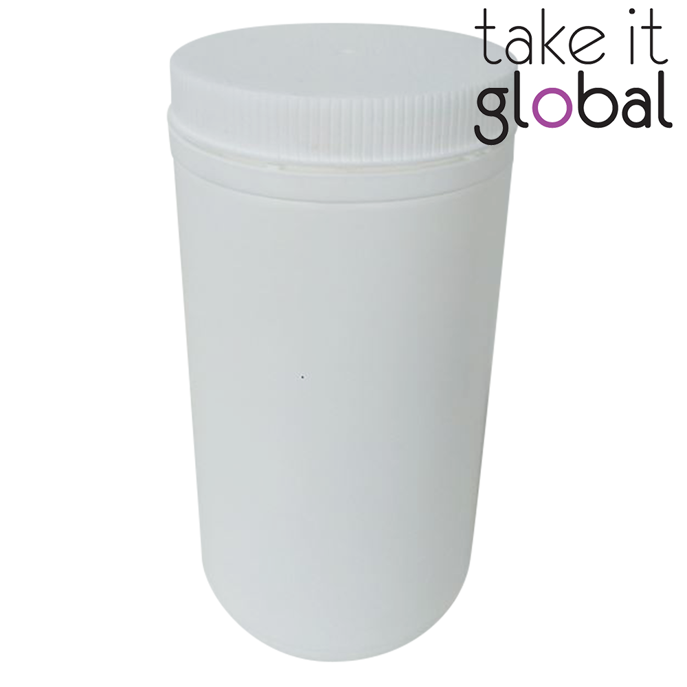 Jar 1.2L - Round / White / HDPE with lock cap and insert