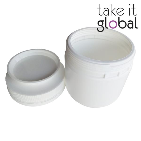 500ml Plastic Jar - Round / White / HDPE with lock cap and insert