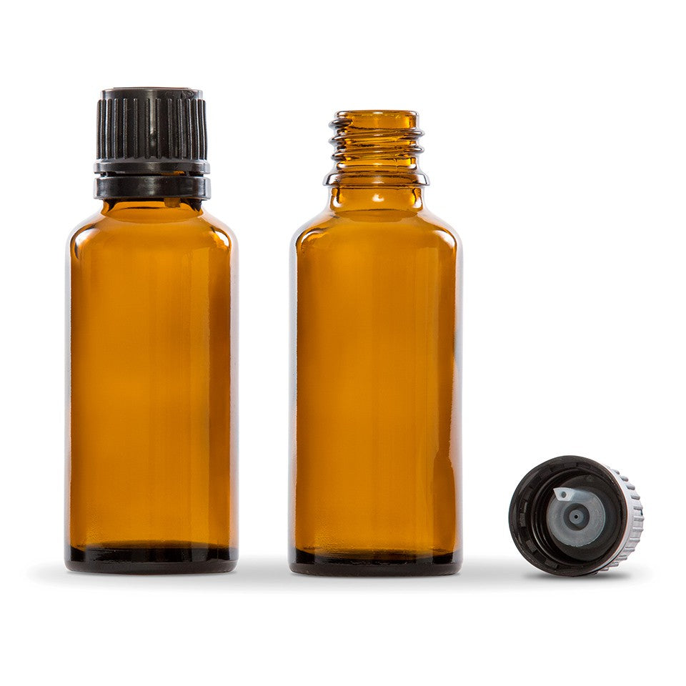 30ml Bottle Amber Glass Essential Oil Perfume / Screw Cap and plug