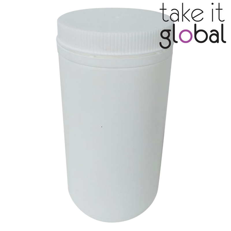 Jar 1.2L - Round / White / HDPE with lock cap and insert